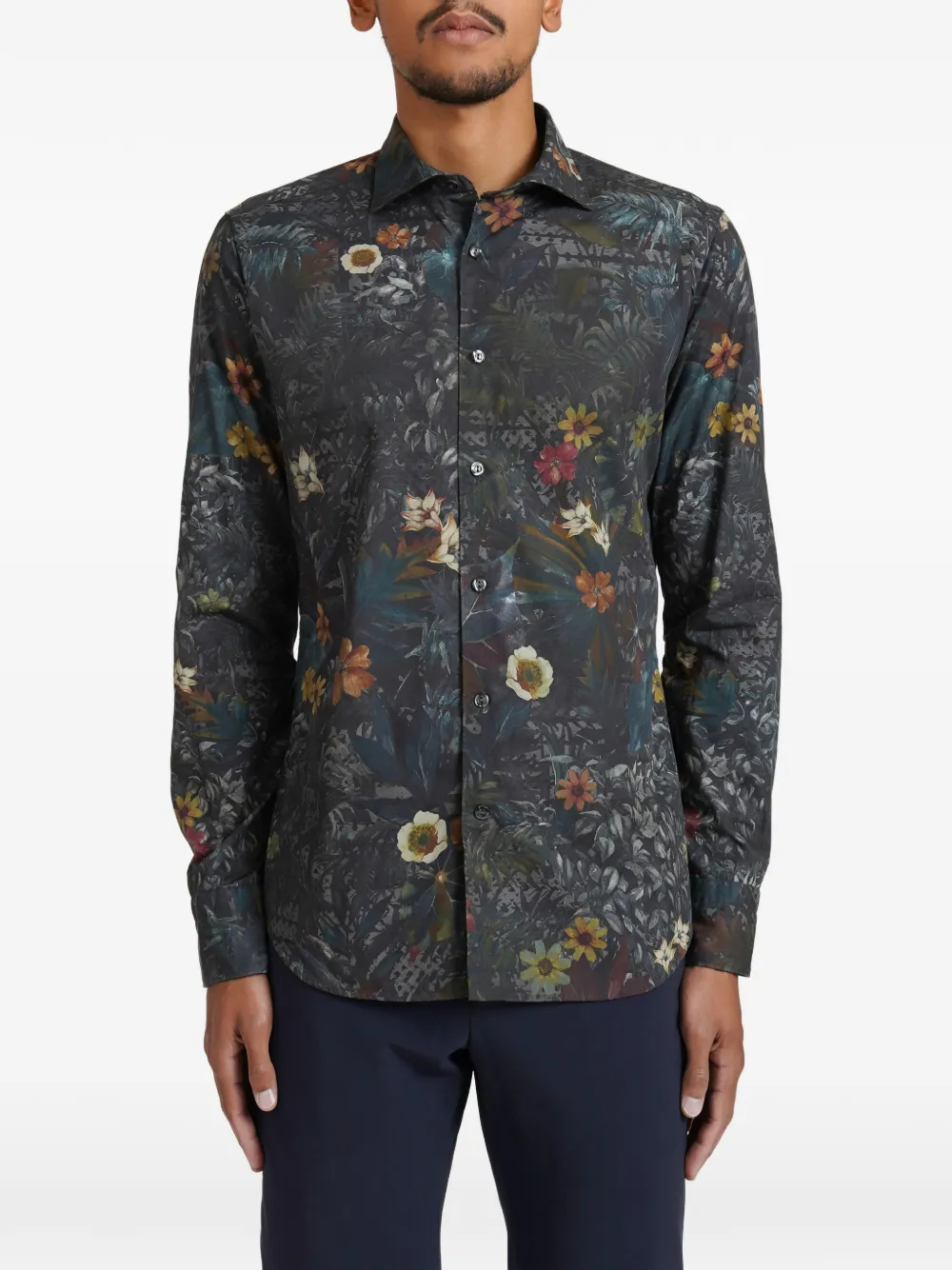 Tintoria Mattei floral button shirt - Grijs