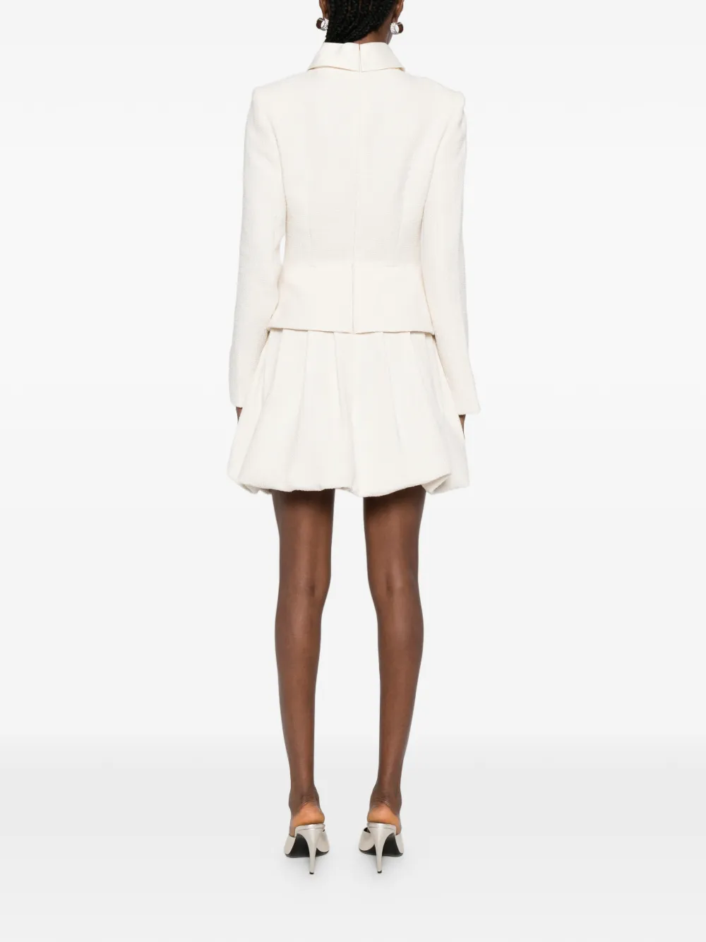 Self-Portrait Bouclé mini-jurk met kraag Beige