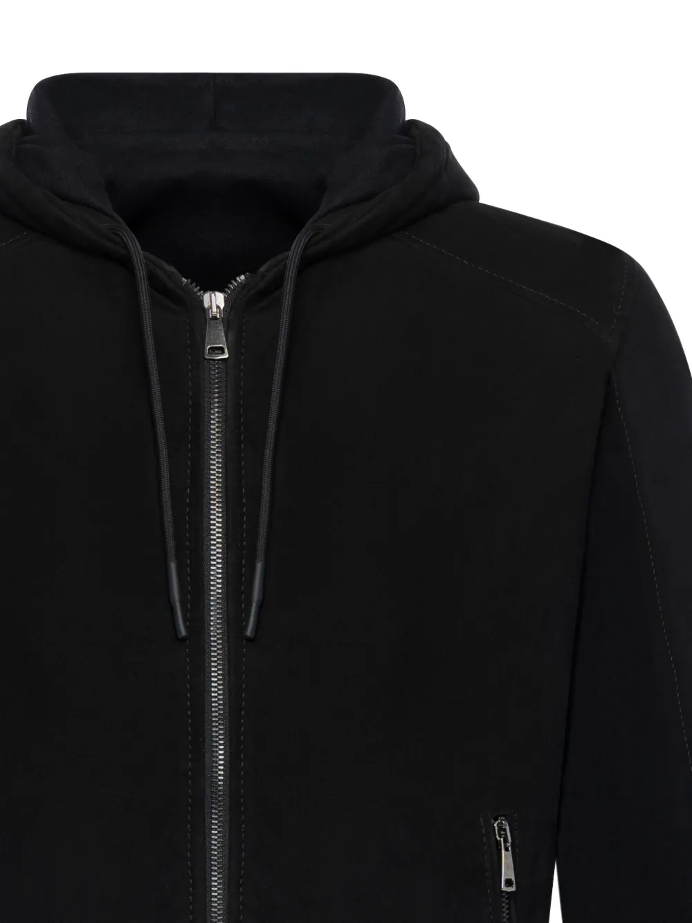 FRANZESE COLLECTION Leren jack met capuchon en rits Zwart