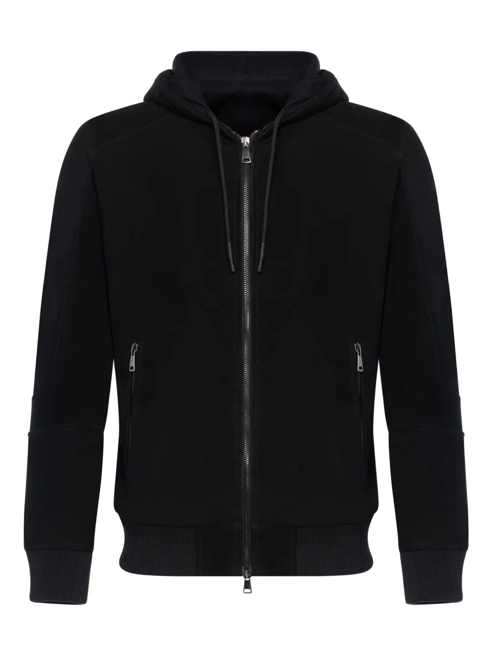 FRANZESE COLLECTION 皮质拉链连帽夹克 | 黑色 | Image 1