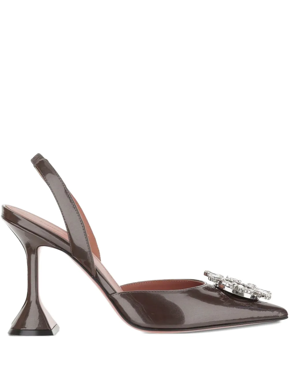 Amina Muaddi 95mm Begum embellished pumps Bruin