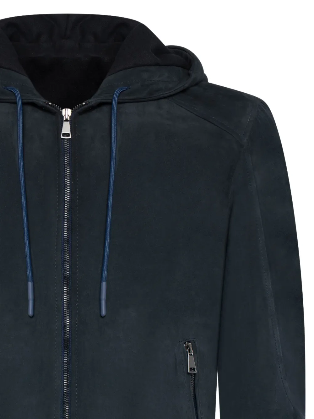 FRANZESE COLLECTION Leren jack met capuchon Blauw