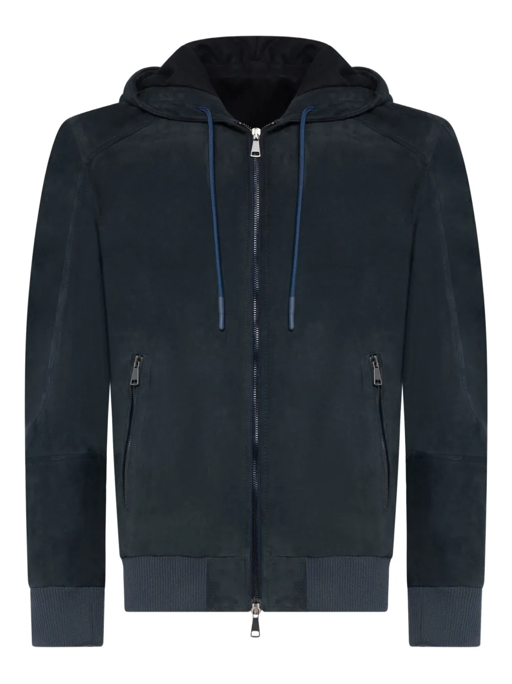 FRANZESE COLLECTION chamarra de piel con capucha | azul | Image 1