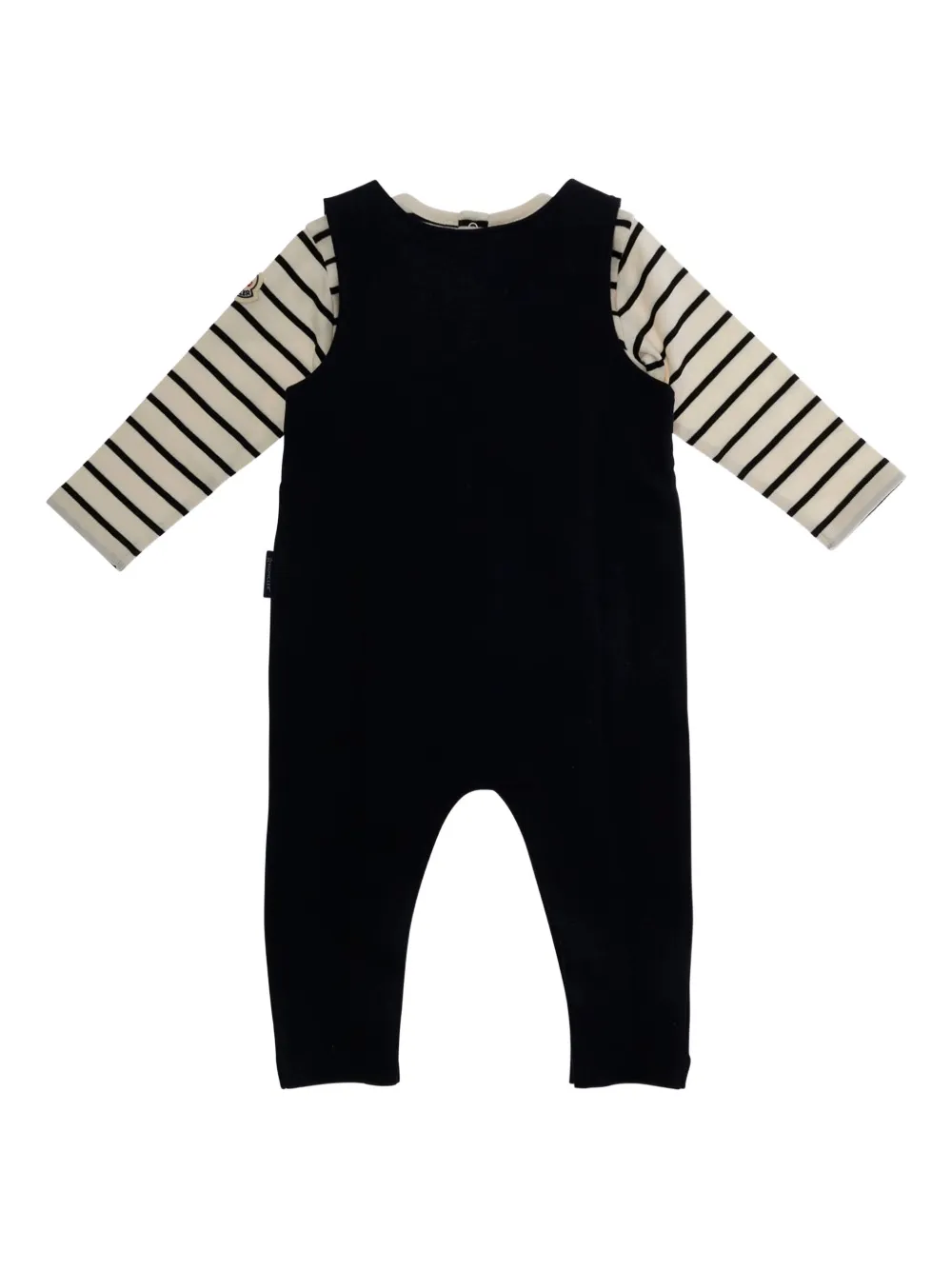 Moncler Enfant Twee gestreepte tuinbroeken met applicatie Zwart