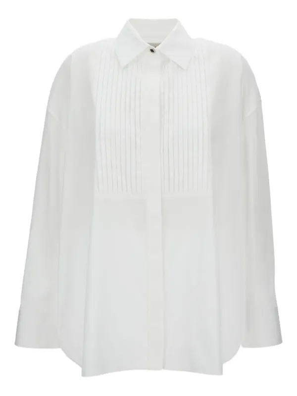 Golden Goose Oversized Shirt in Cotton with Pleated Detail and Jewel Buttons in White