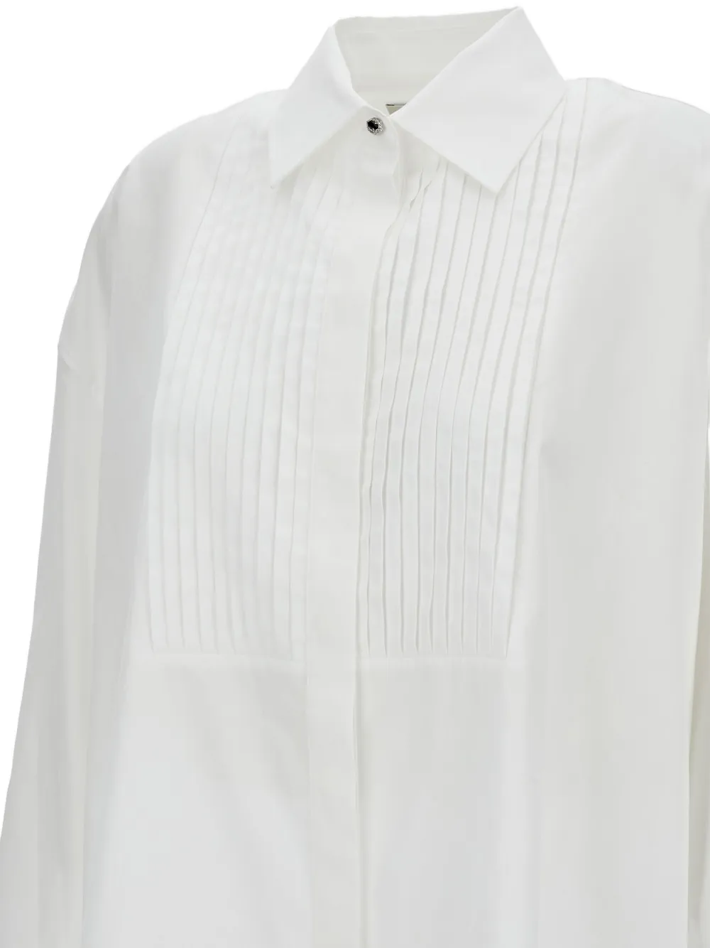 Golden Goose Oversized White Cotton Shirt With Pleated Bib And Jewel Buttons In White