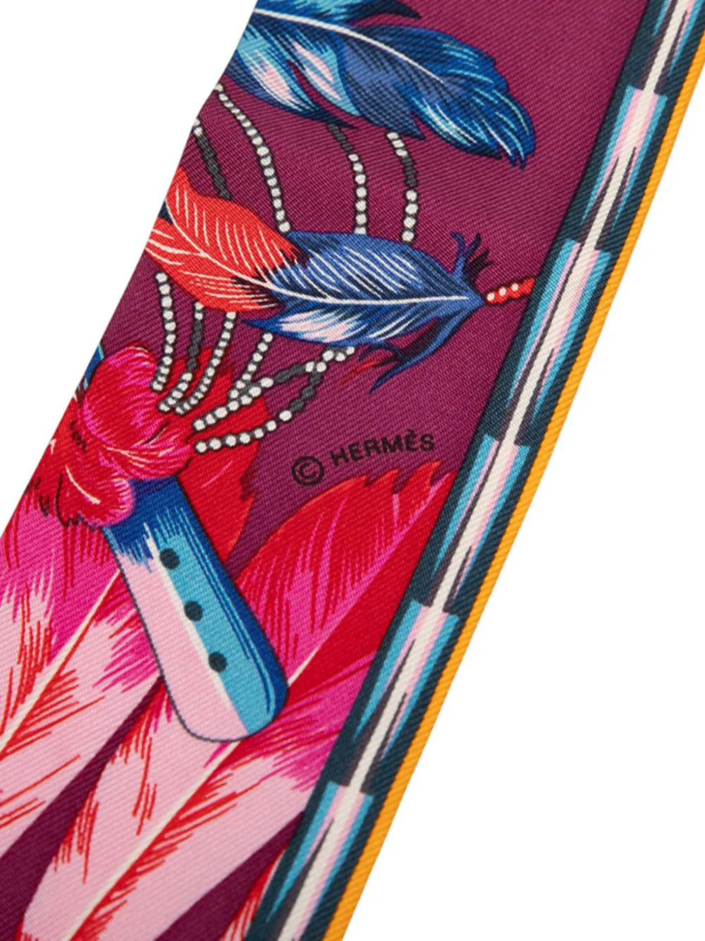 HERMES Pre-owned 1990-2015 Tree Of Song Silk Twilly Scarf Scarves In Purple