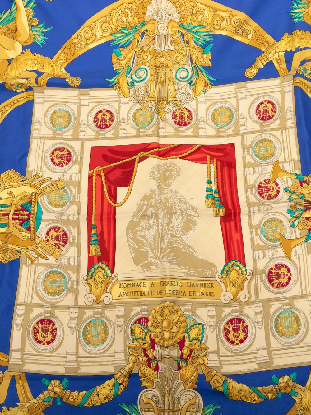 HERMES Pre-owned 2010-2025 Hommage A Charles Garnier Silk Scarf Scarves In Blue