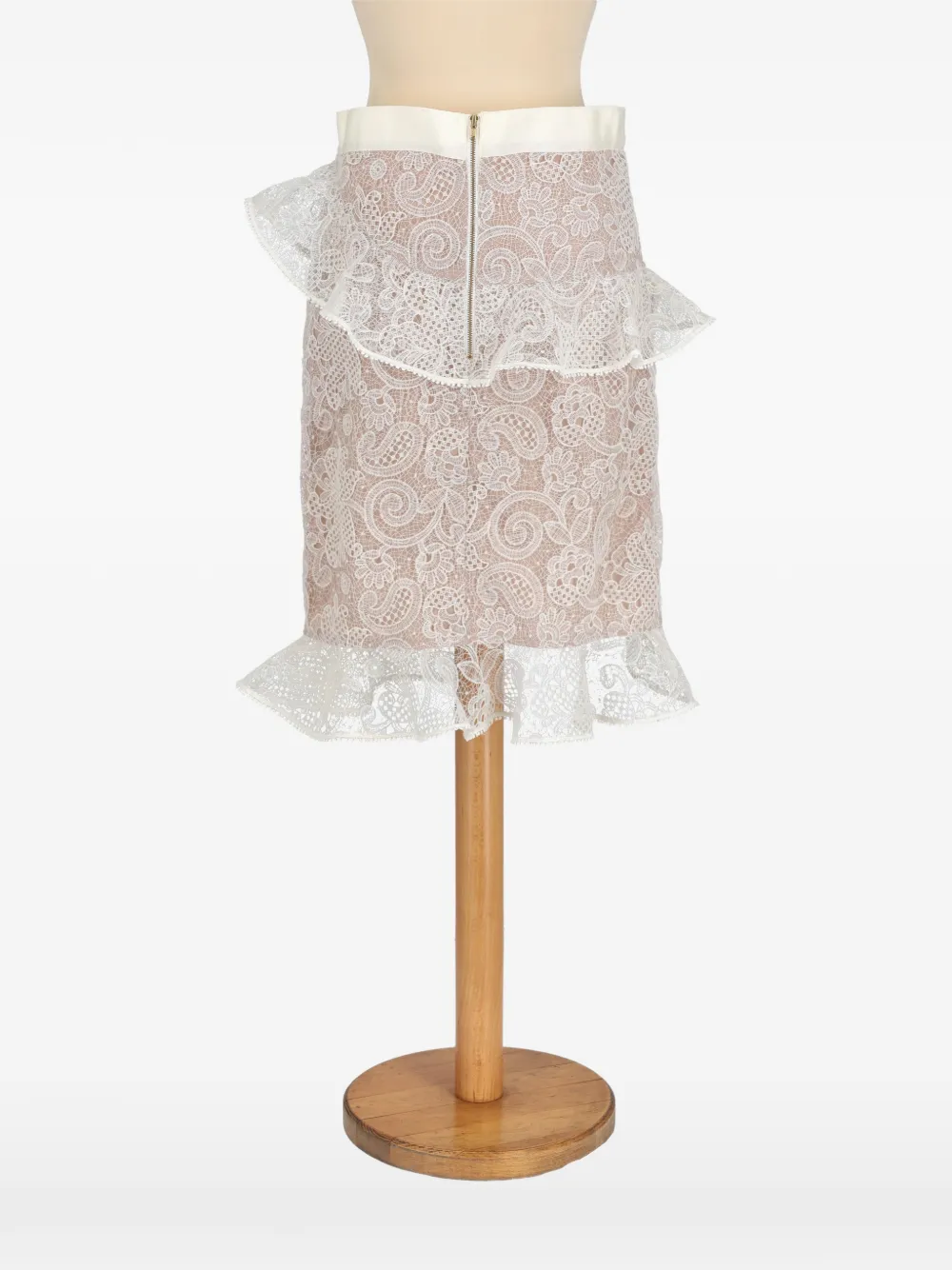 SELF-PORTRAIT Pre-owned Floral-lace Ruffled Skirt In White