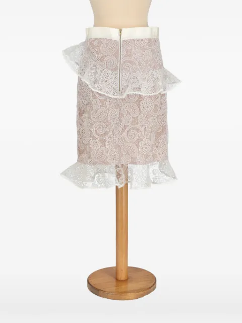 Self-Portrait floral-lace ruffled skirt