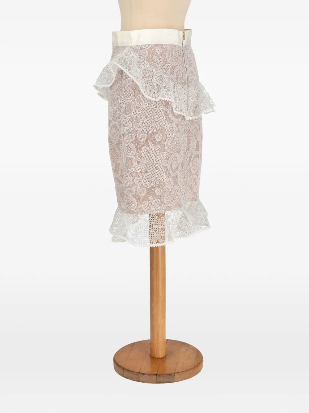 SELF-PORTRAIT Pre-owned Floral-lace Ruffled Skirt In White