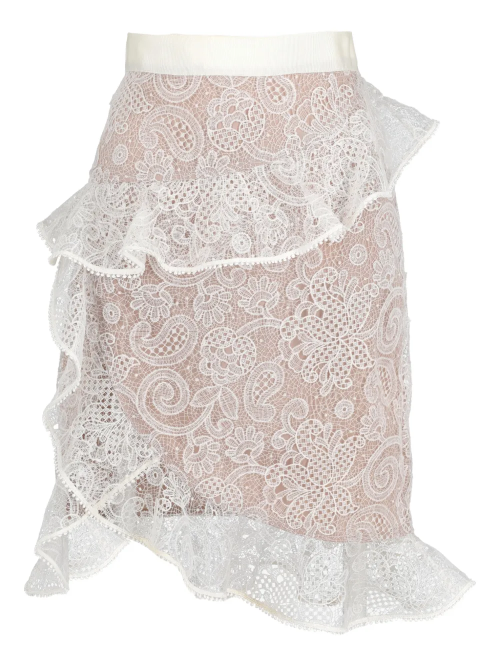 Self-Portrait floral-lace ruffled skirt | White | Image 1