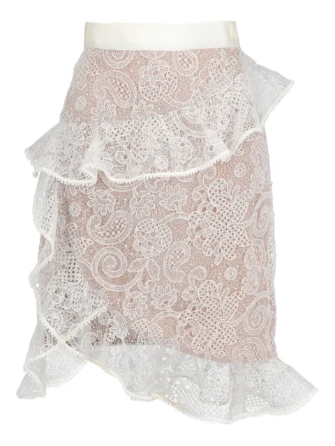 Self-Portrait floral-lace ruffled skirt