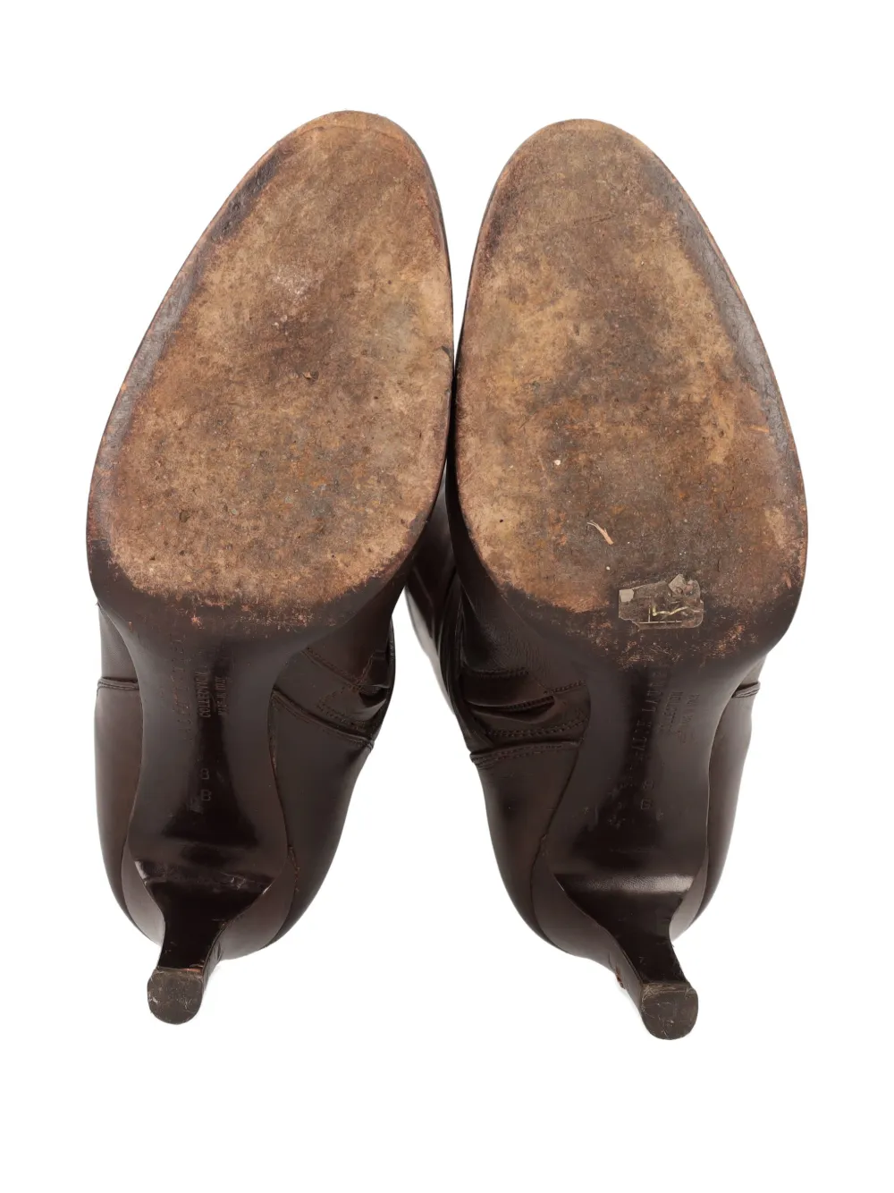 Pre-owned Polo Ralph Lauren Vintage 90mm Criss-cross Buckled Leather Boots In Brown