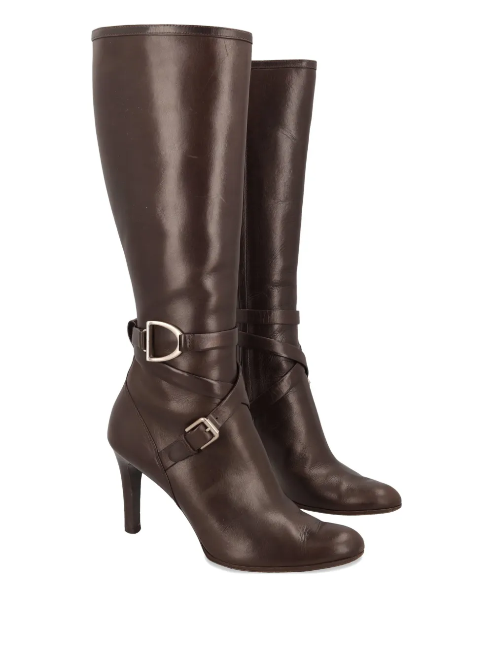 Polo Ralph Lauren Vintage 90mm criss-cross buckled leather boots - Bruin