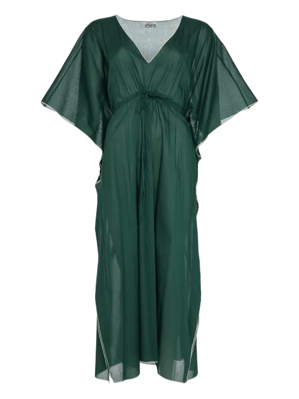 Eres Voilier V-neck Drawstring Dress in Green