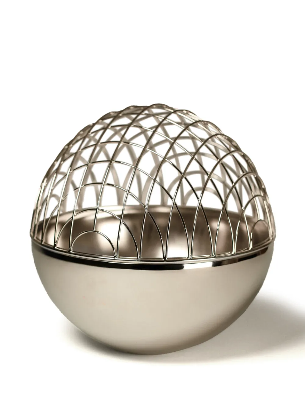 Editions Milano Magellano grid spherical vase (25cm) - Argento