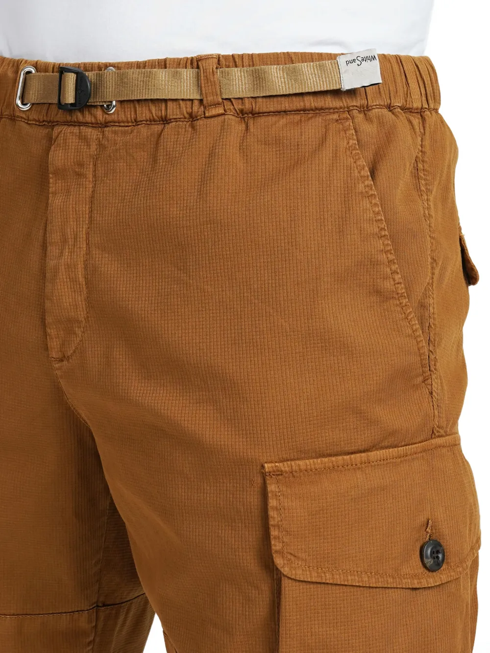 White Sand Belted Cargo Shorts In Brown