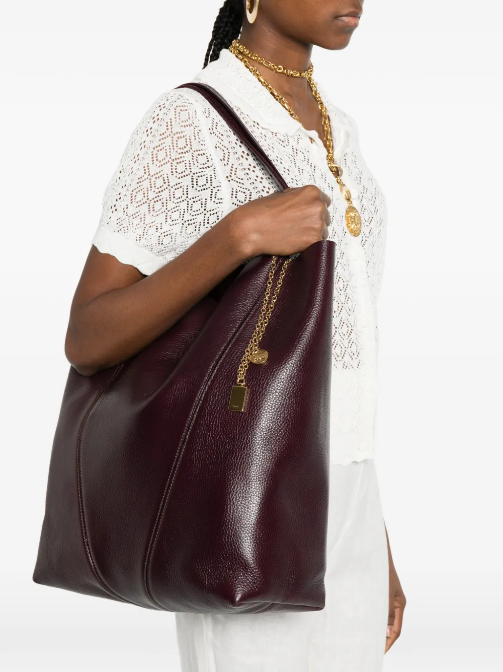 Chloé Spin chain-detail tote bag - Paars