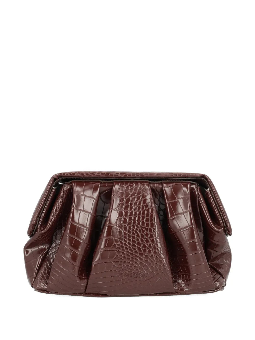 Themoirè Afrodite crocodile-effect clutch bag - Marrone