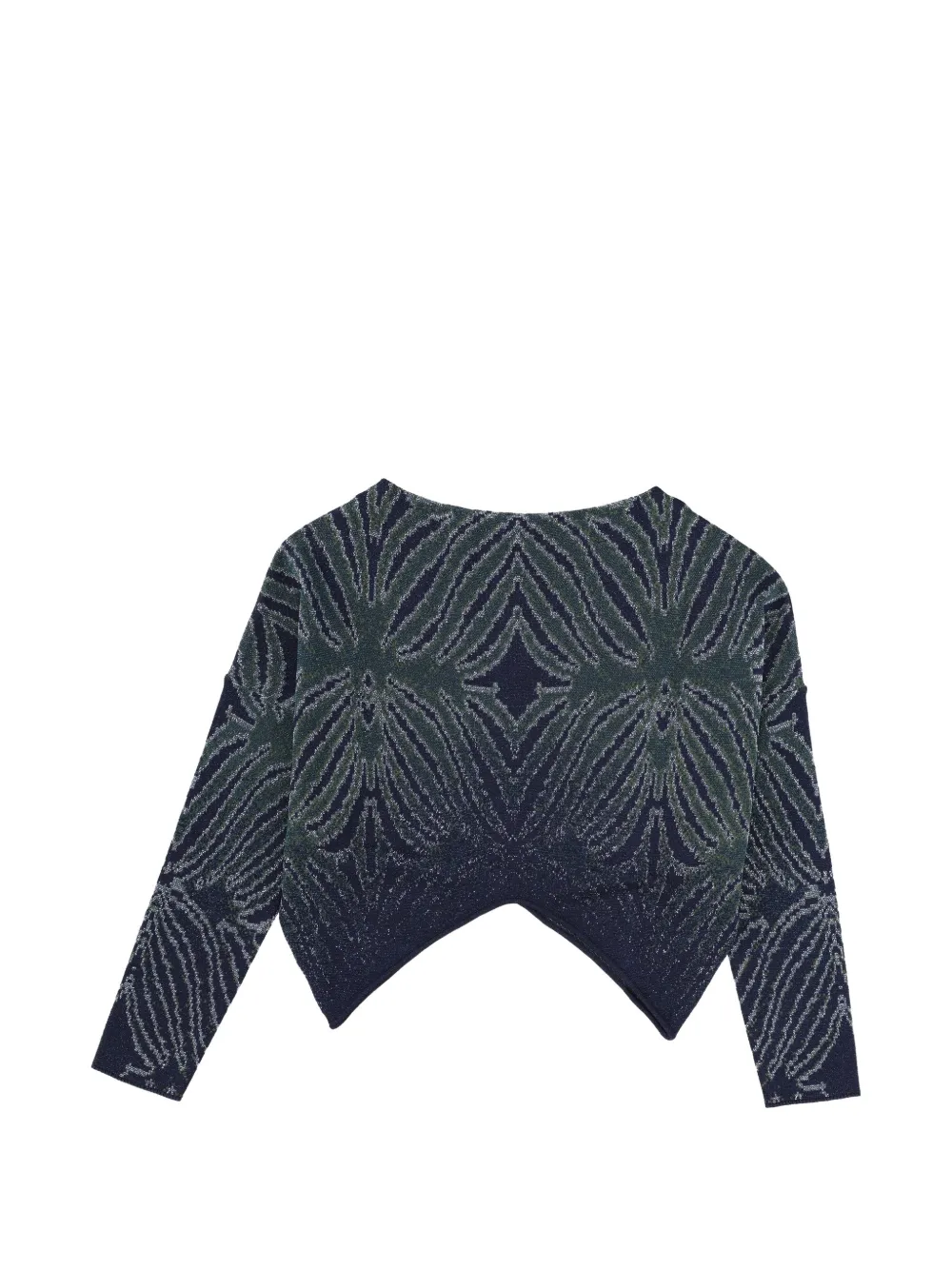 Circus Hotel patterned cropped knitted top - Blu