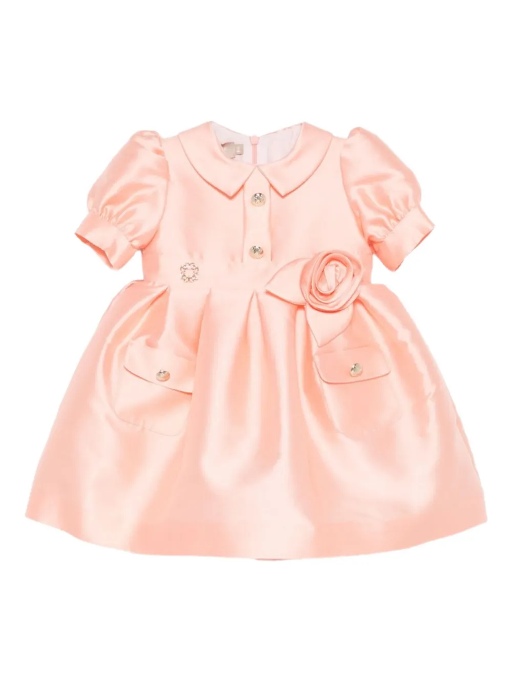 ELIE SAAB JUNIOR Peter Pan collar rose pocket dress - Rosa