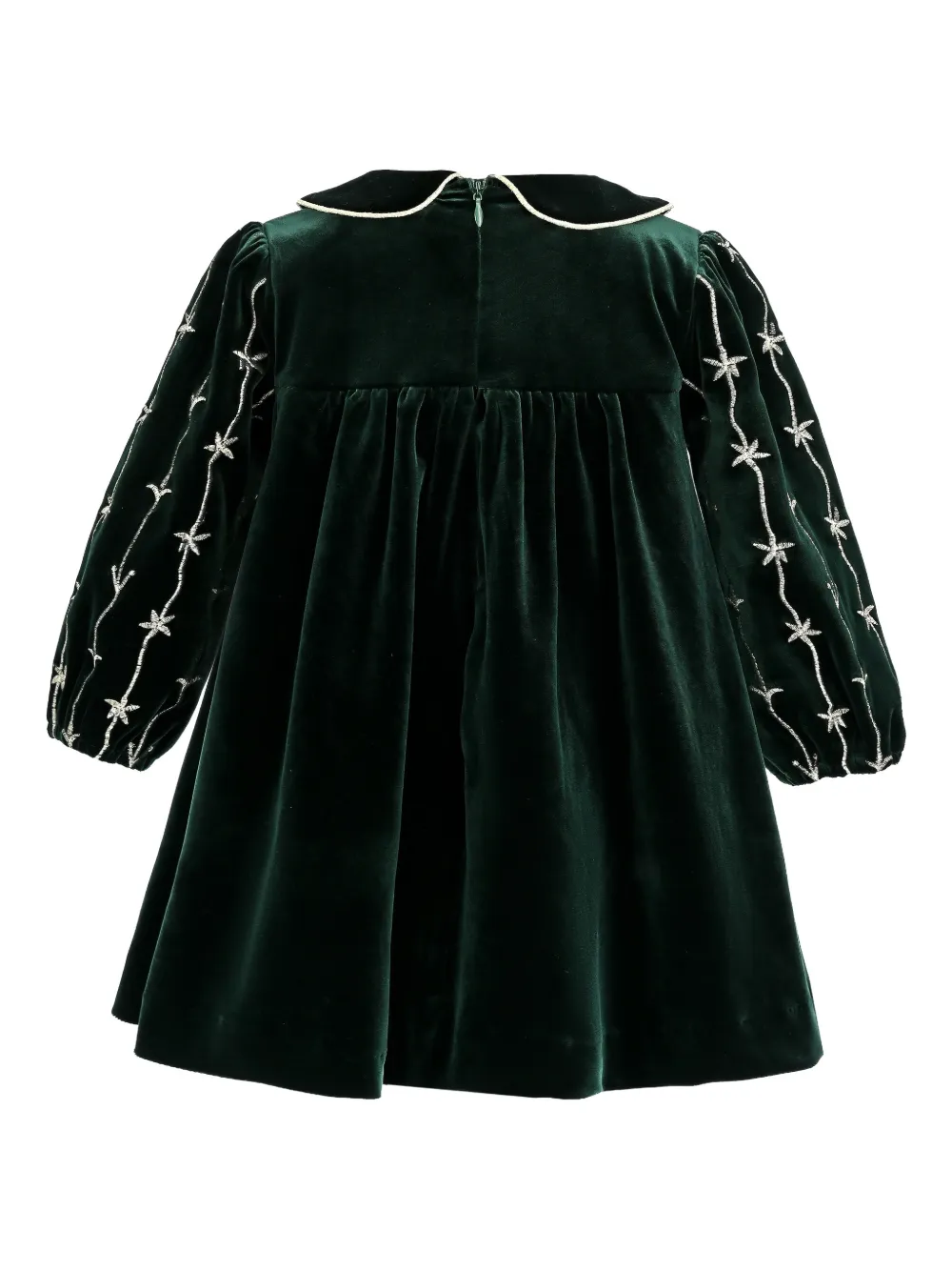 Tulleen embellished velvet party dress - Groen