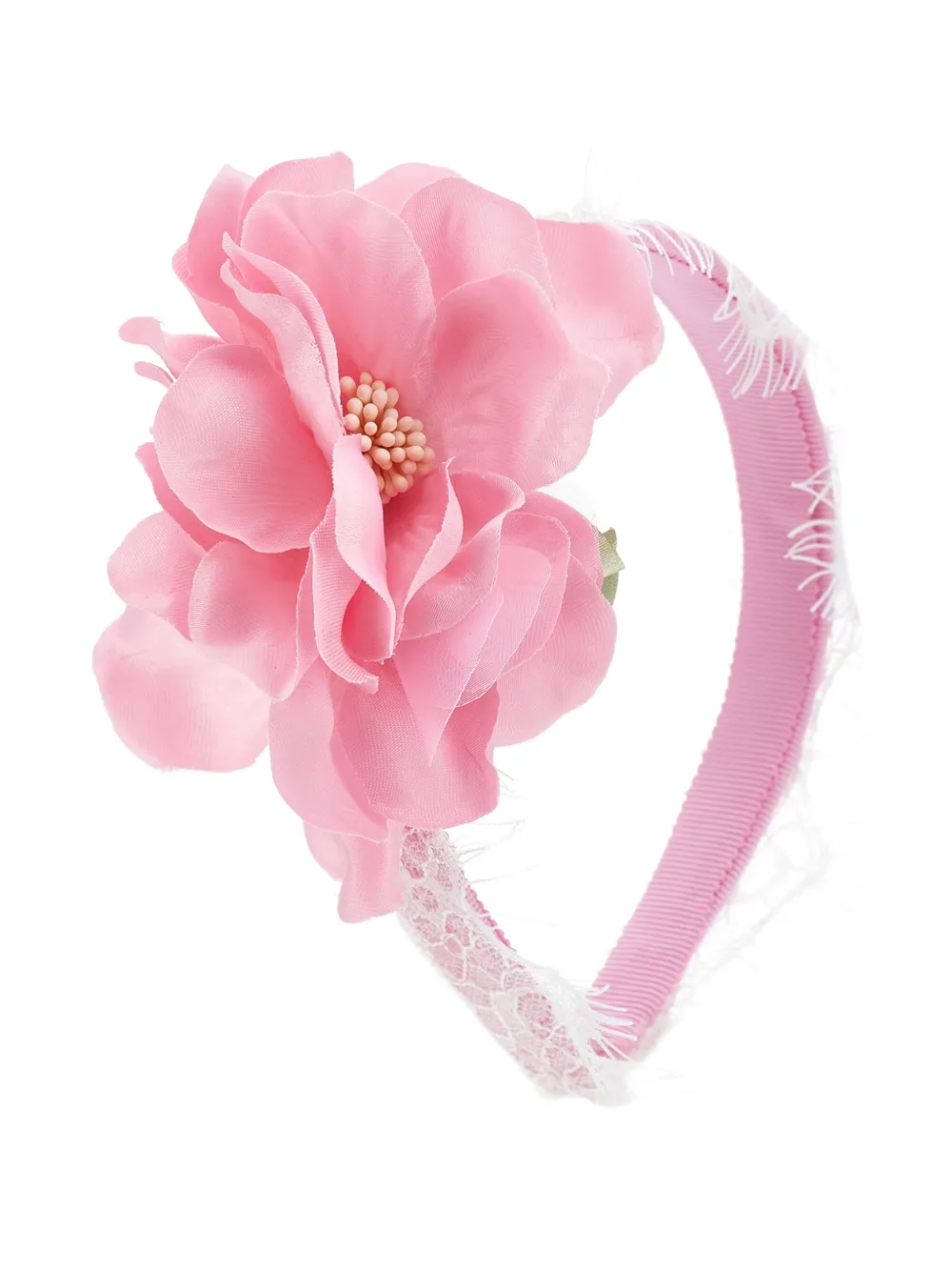 Monnalisa Haarband met bloemenkant Roze