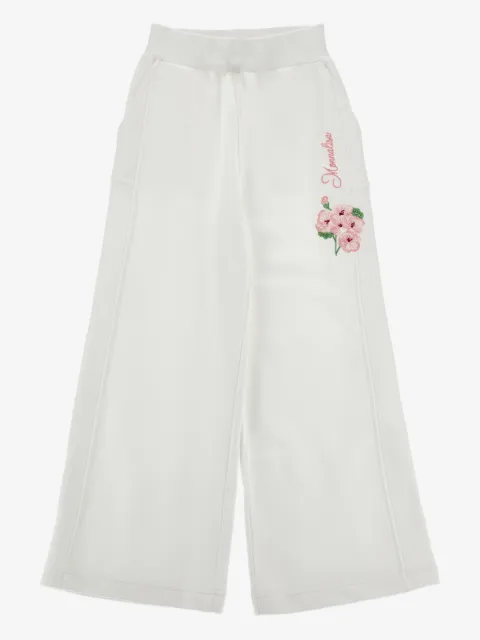 Monnalisa pantalon à fleurs brodées