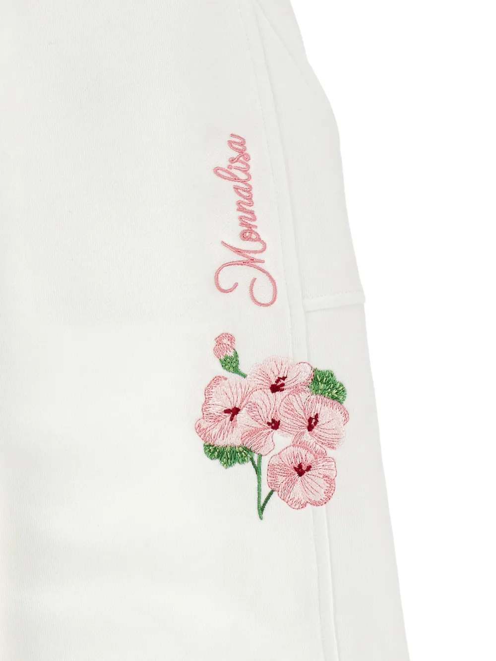 Monnalisa Broek met geborduurde bloemen Wit