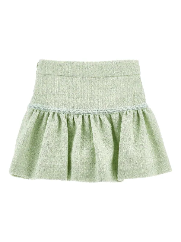 Monnalisa Ruffled Tweed Skirt | Green | FARFETCH