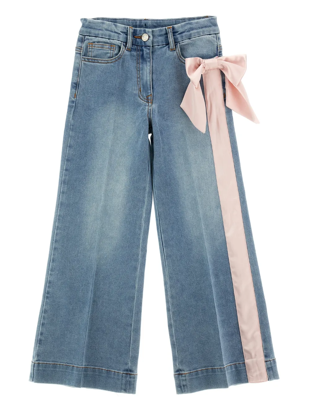 Monnalisa Jeans con fiocco - Blu