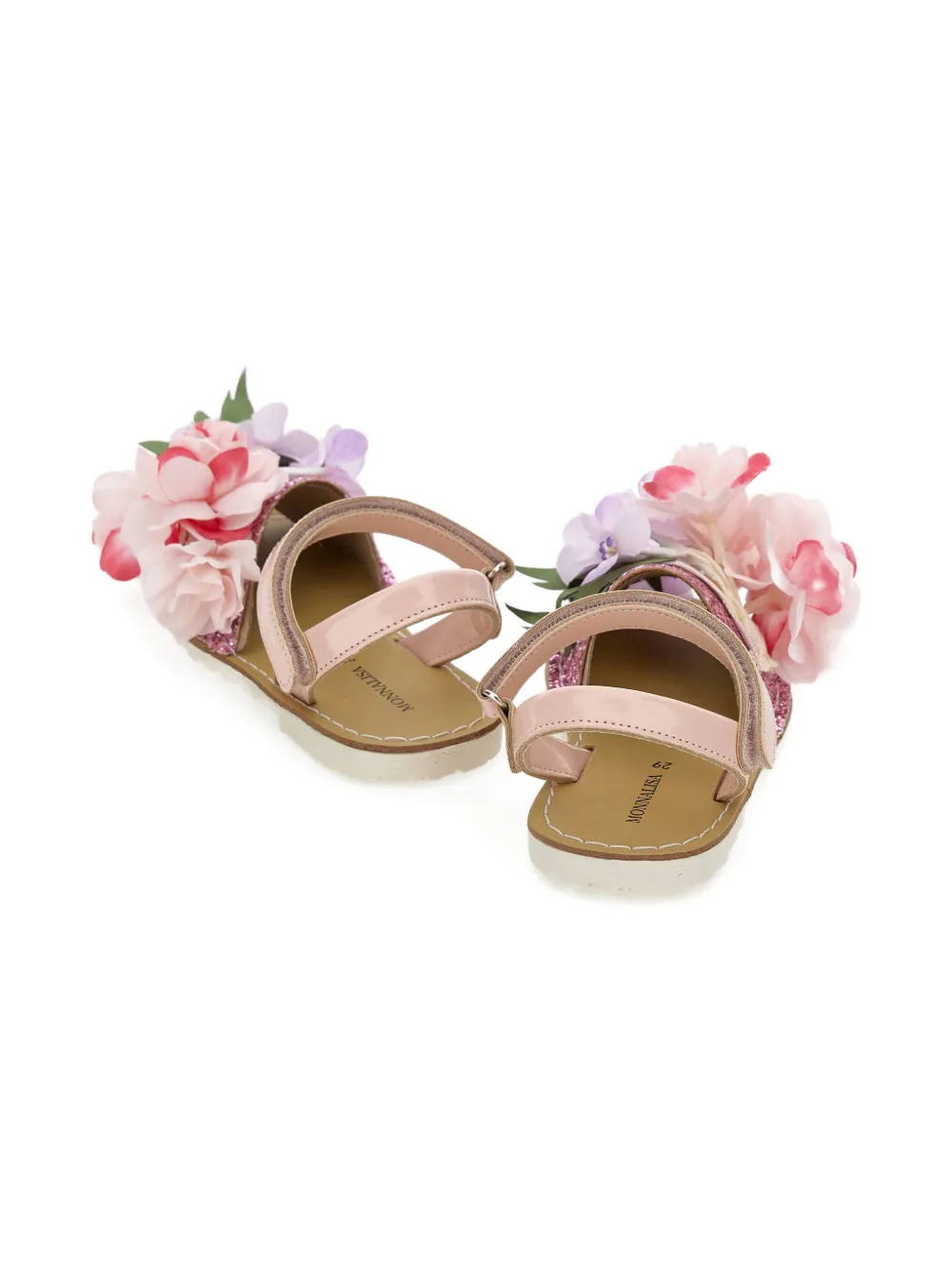Monnalisa Sandalen met glitter en bloemenprint Roze
