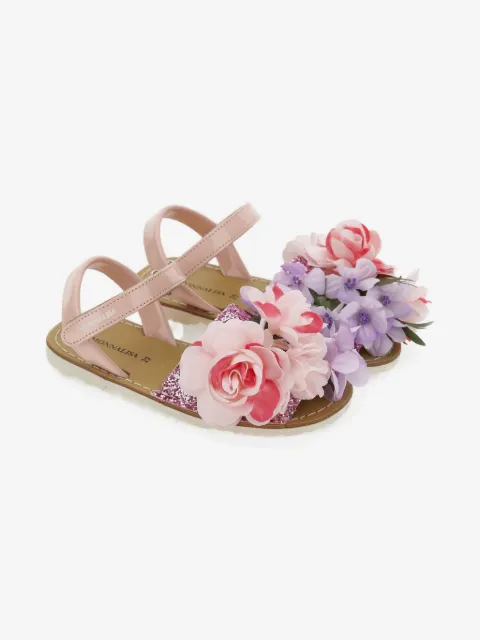 Monnalisa floral glitter sandals