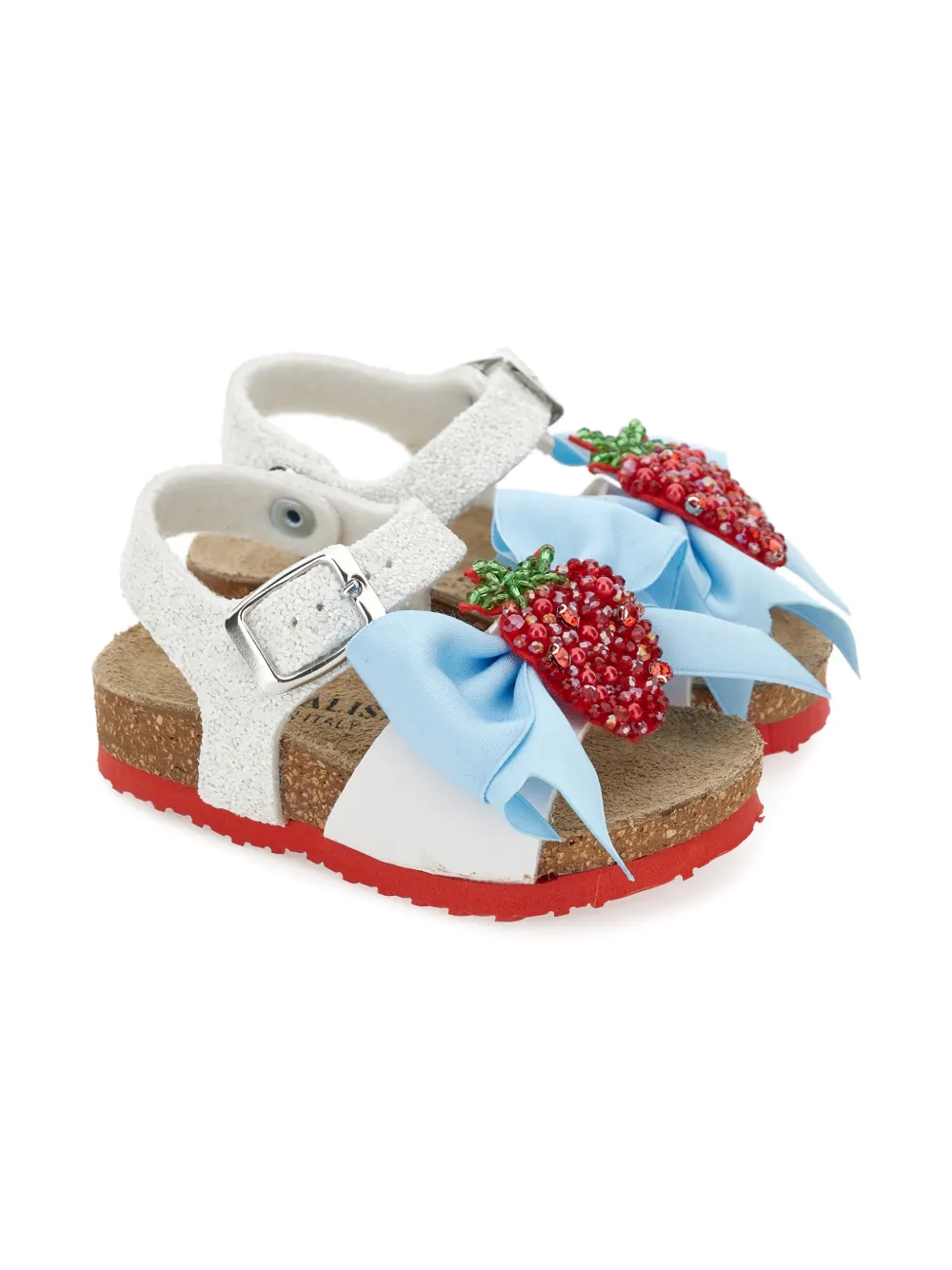Monnalisa Babies' Beaded-bow Sandals In White