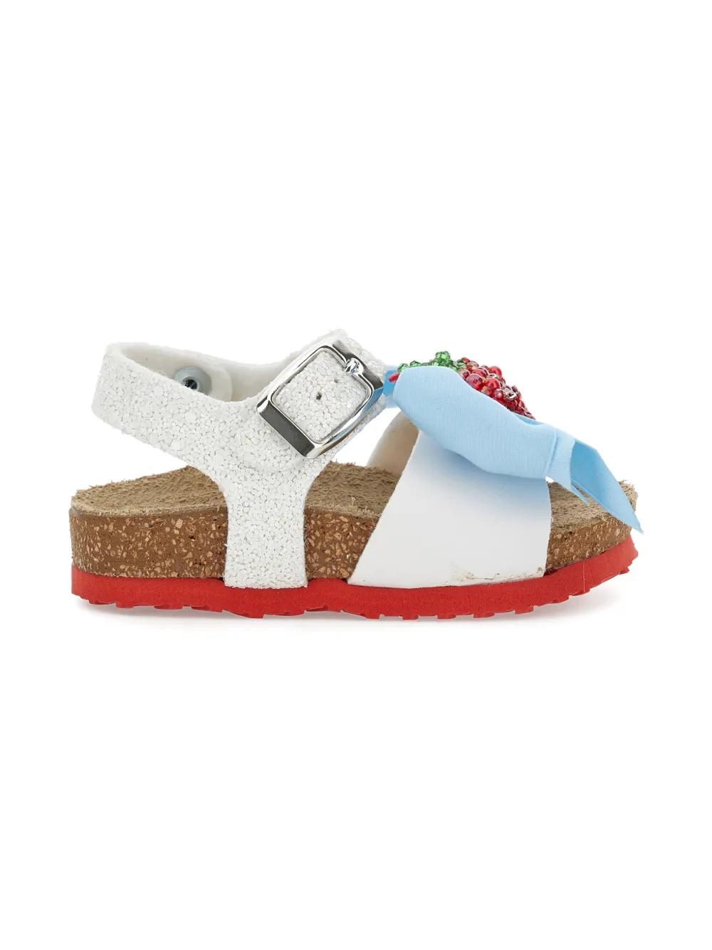 Monnalisa Sandalen met strik met kralen - Wit