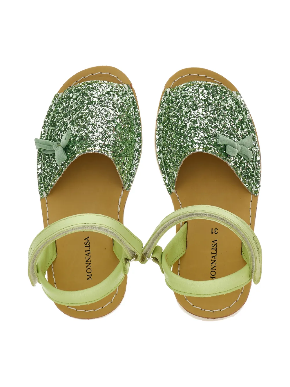 Monnalisa Sandalen met glitter strik Groen