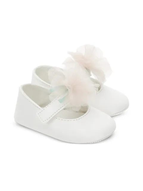 Monnalisa flower-appliqué crib shoes