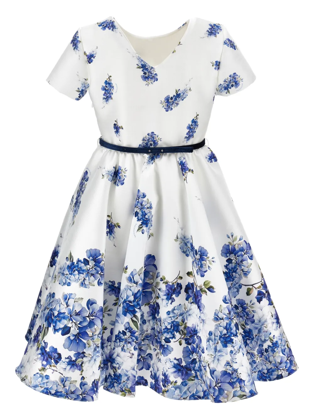  Monnalisa Floral Belted Dress - White 
