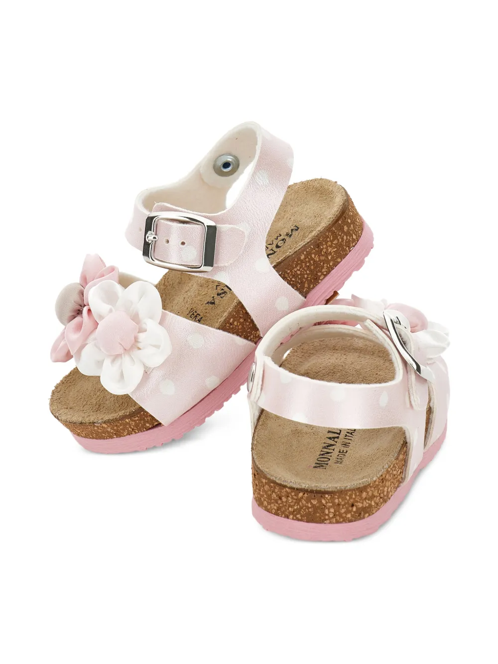 Monnalisa Sandalen met stippen en bloemprint Roze