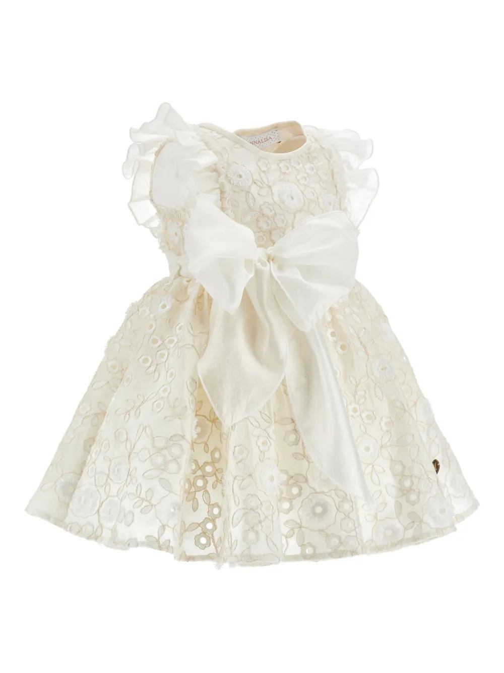 Monnalisa Jurk met ruches en bloemenprint Beige