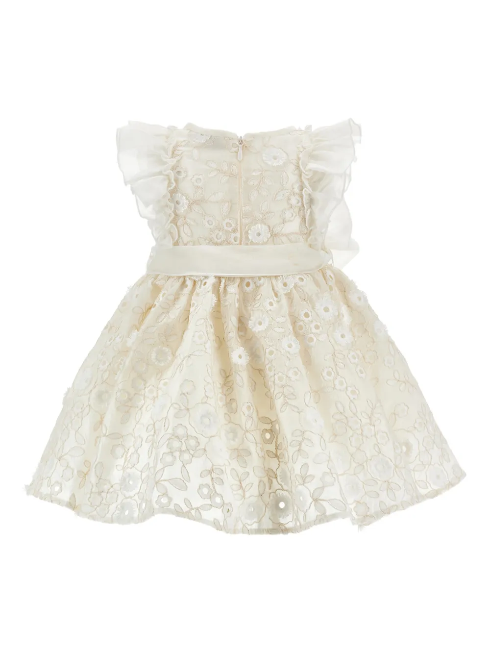 Monnalisa Jurk met ruches en bloemenprint Beige