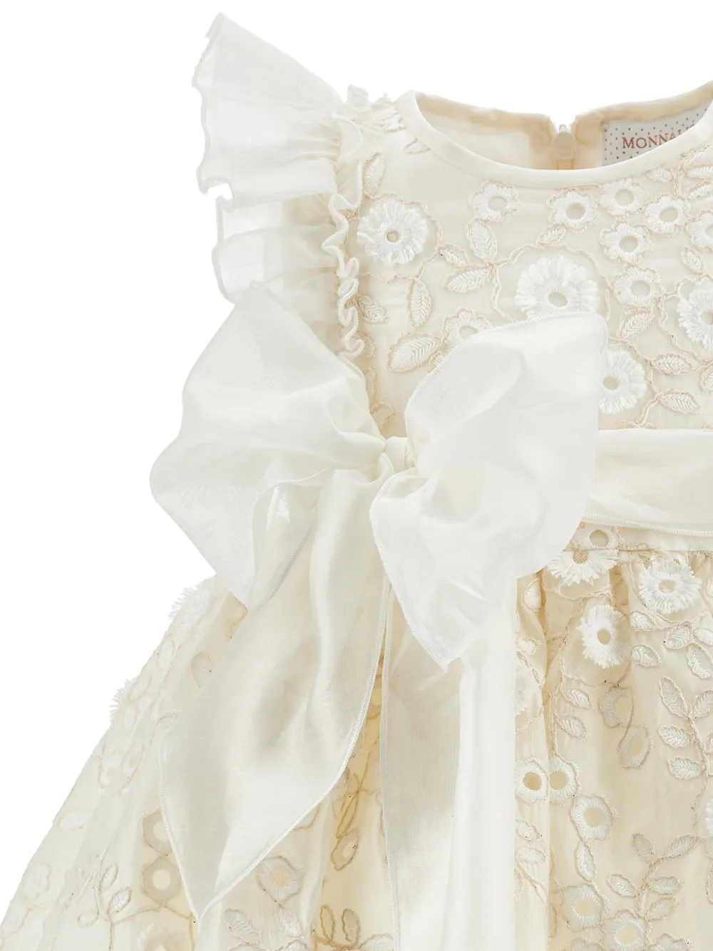 Monnalisa Jurk met ruches en bloemenprint Beige