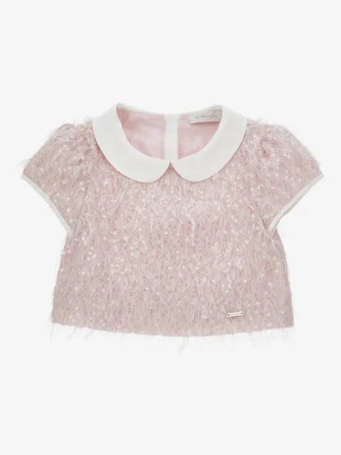 Monnalisa collared embellished top