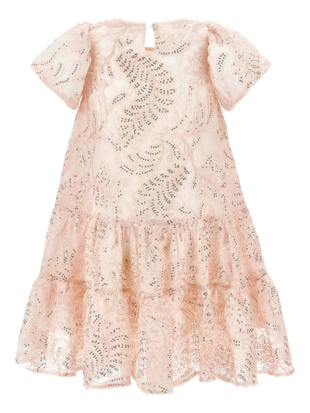  Monnalisa Sequin-embellished Ruffled Dress - Pink 