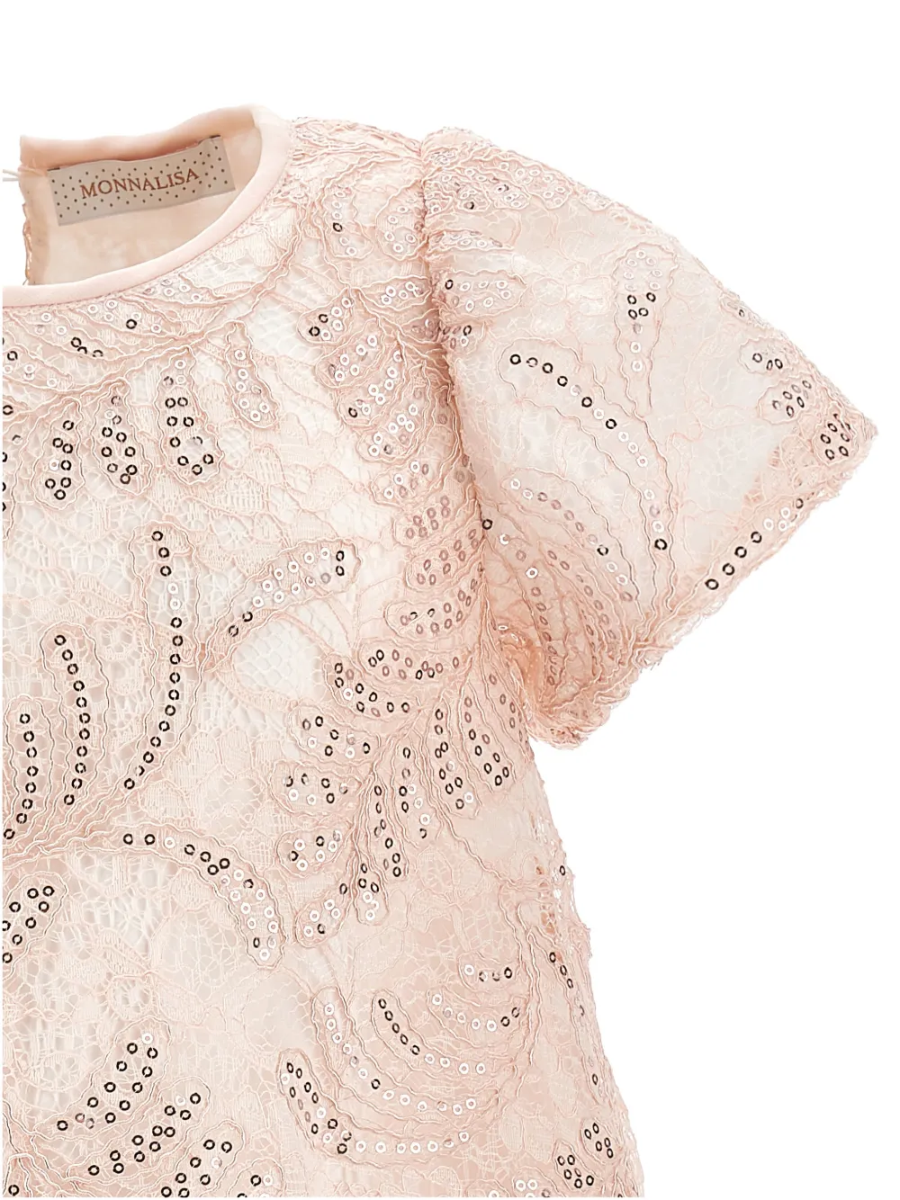  Monnalisa Sequin-embellished Ruffled Dress - Pink 