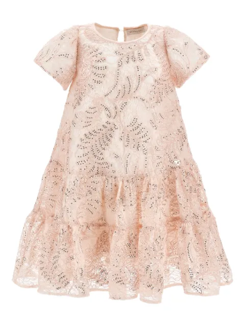 Monnalisa sequin-embellished ruffled dress