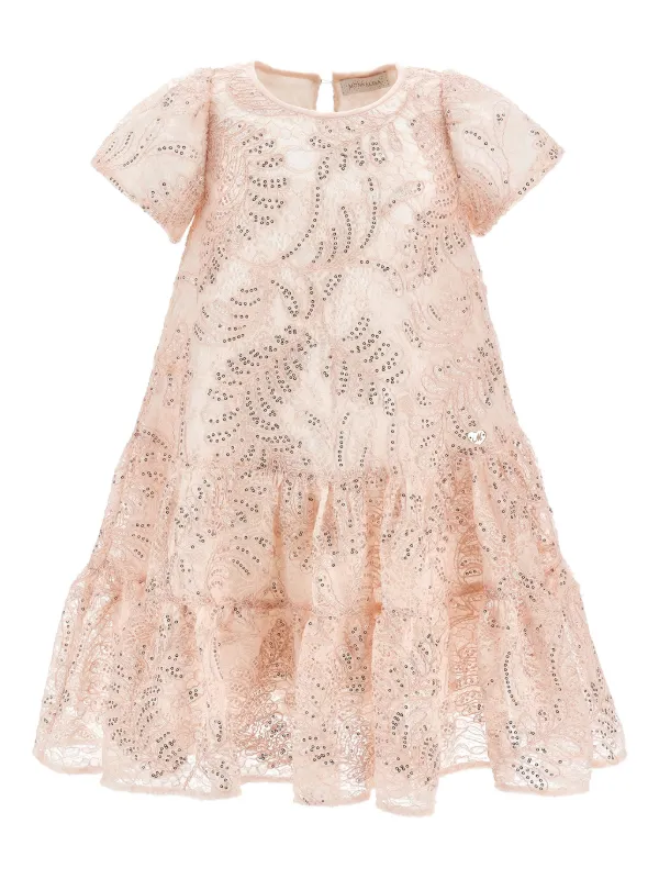 monnalisa pink dress Monnalisa floral-print ruffled-tiers Dress | Pink