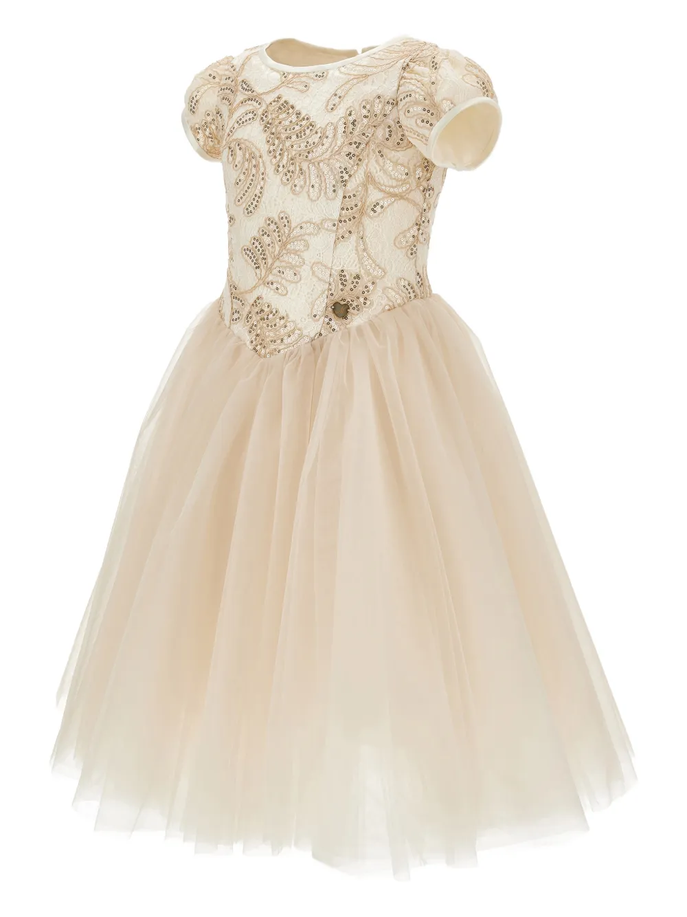 Monnalisa Jurk verfraaid met pailletten Beige