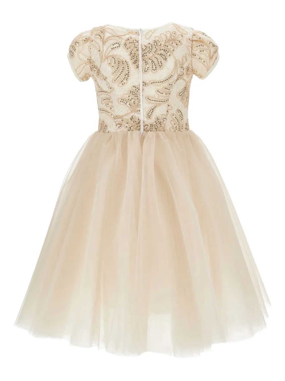 Monnalisa Jurk verfraaid met pailletten Beige